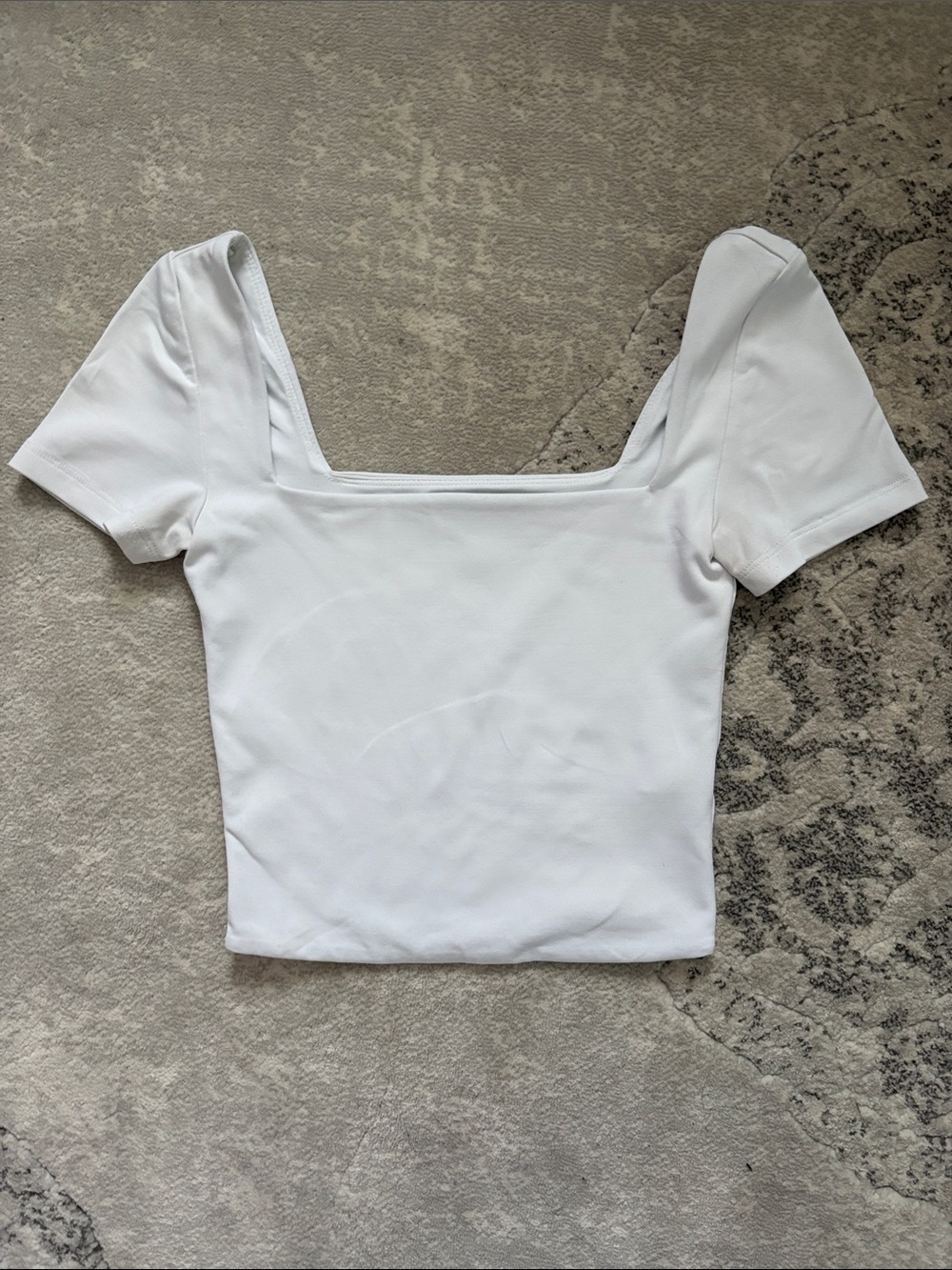 Aritzia White Square Neck Short Sleeve Crop Top